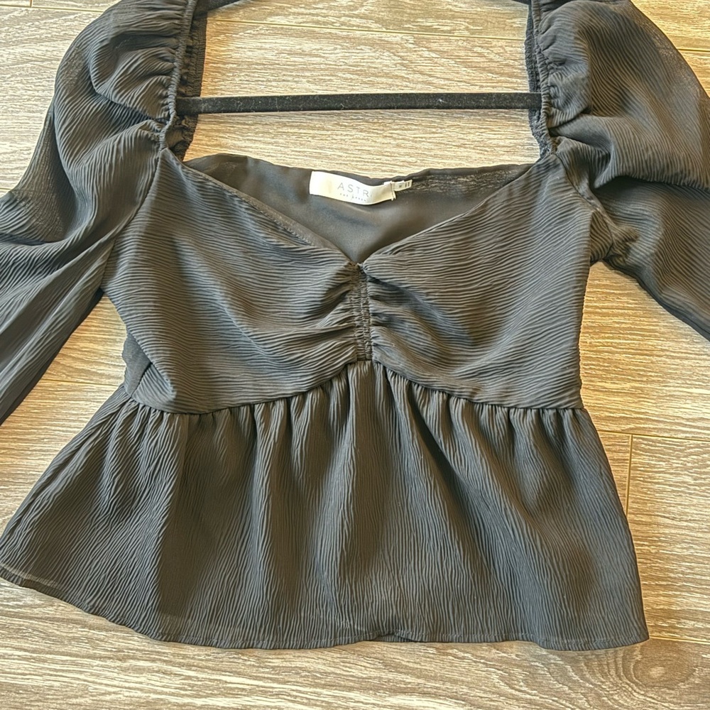 Astr Black Ruched Blouse